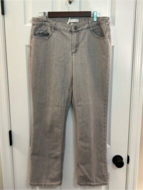 Christopher & Banks Gray Straight Leg Jeans Size 10 Short Embellished